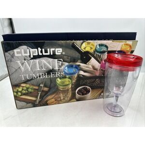Cupture Wine Tumbler Cup Insulated Drink-Through Lid - 10 oz, 8 Pack